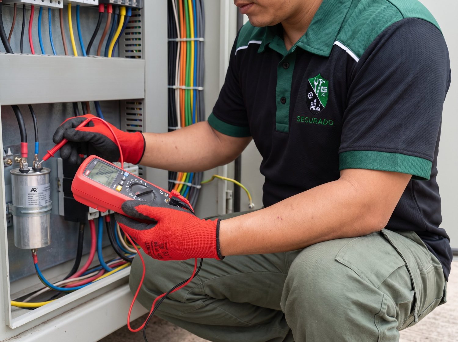 Electrician testing a distribution board